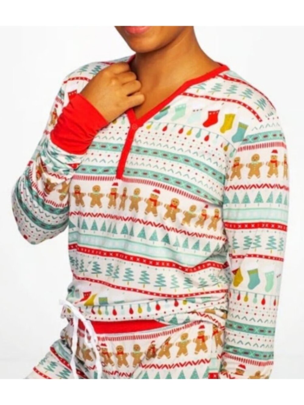 Little Sleepies Women's Christmas Pajama Set Gingerbread Fair Isle Bamboo L/XL
